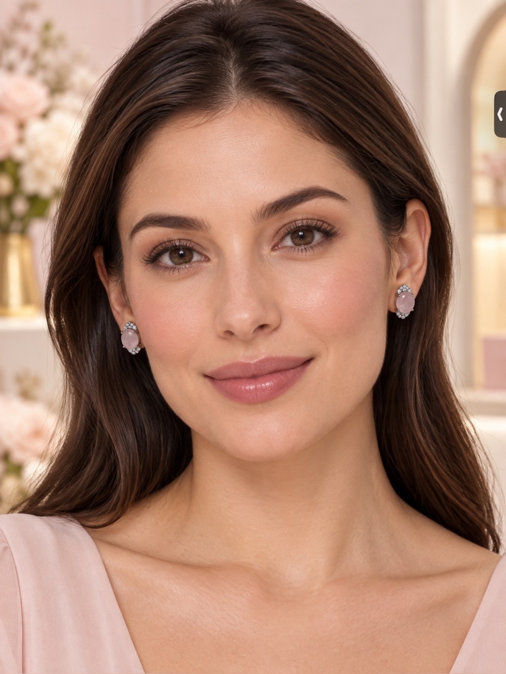 BOMB PARTY Elegant Pink Crystal Stud Earrings